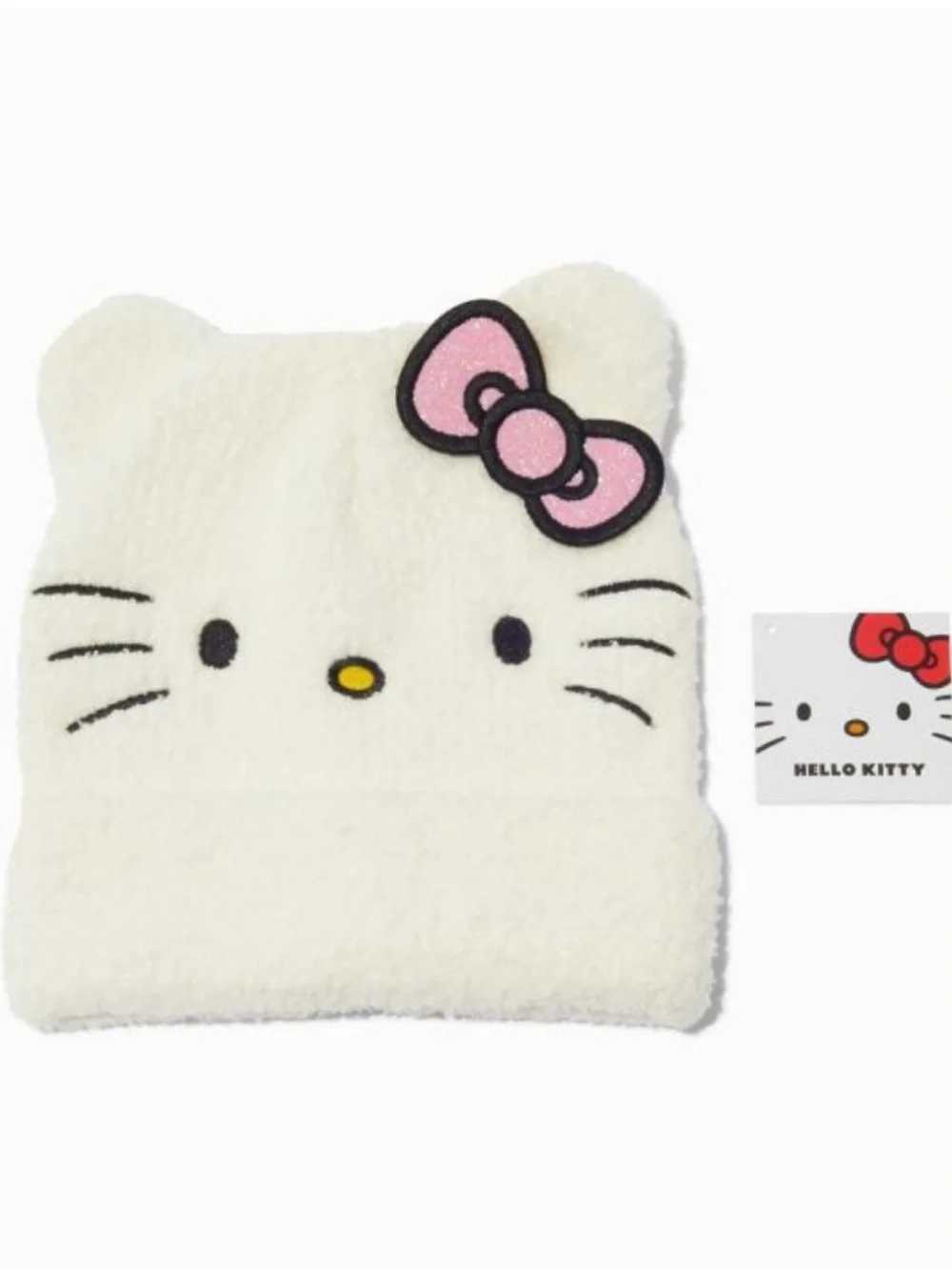 Hello Kitty Cream Hat with Pink Bow - Beanie New with Tags One Size
